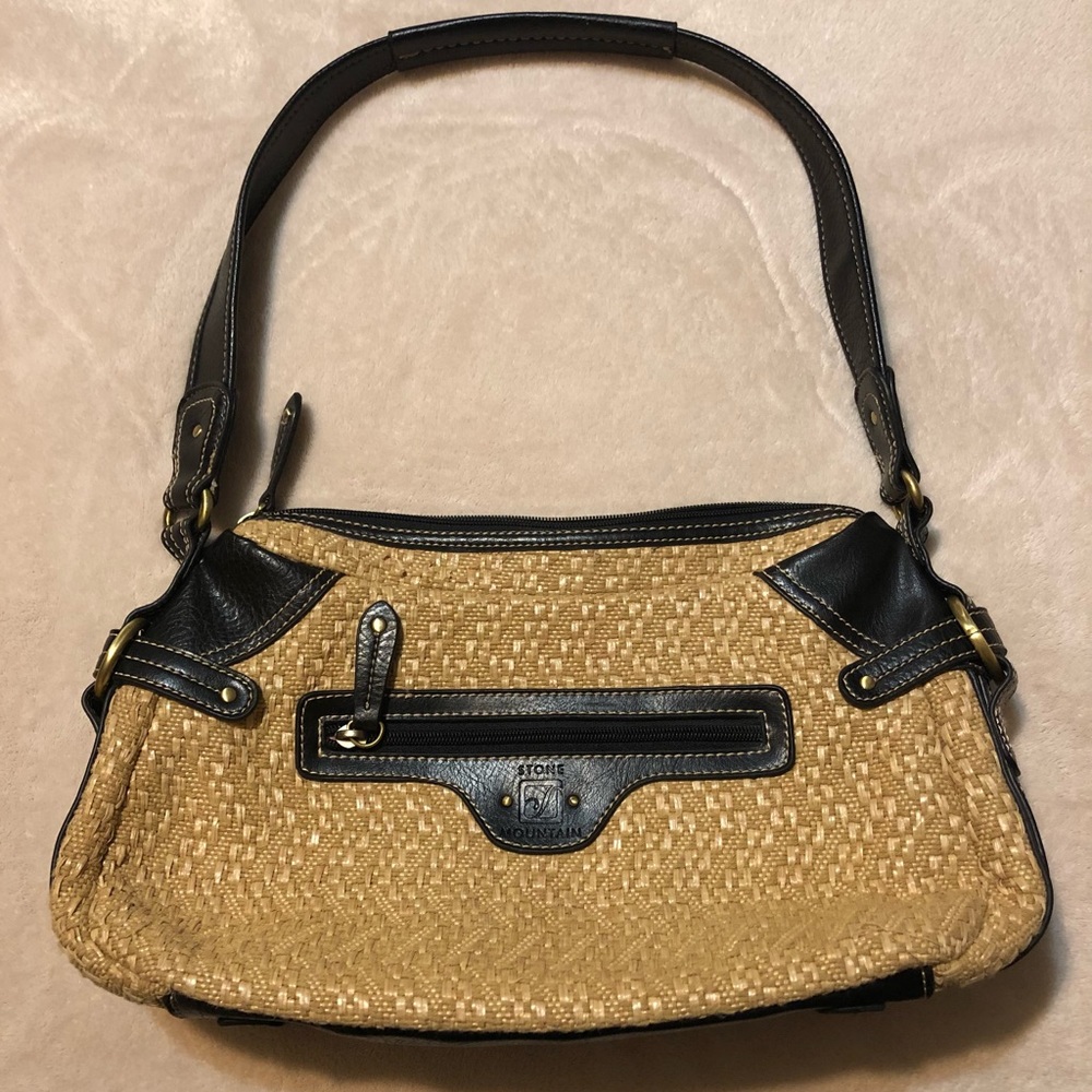 Vintage Stone Mountain Canvas and Leather Shoulder Bag